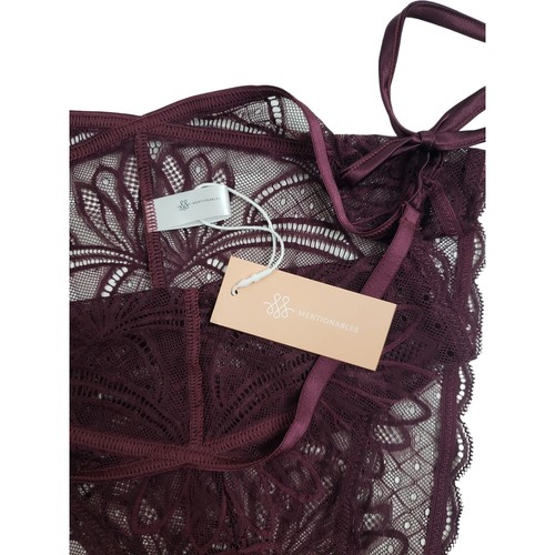 Mentionables Satin & Lace Cami and Panty Set in Burgundy - Size 2X Top/3X Bottom - Bild 5 von 12