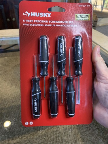 (6-Pk) Husky Precision Screwdriver Set 1000 024 252- 3x Slotted + 3x Phillips