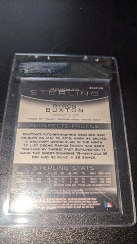 2013 Bowman Sterling Byron Buxton Autograph #BSAP-BB Beckett Raw Review 9/10 - Picture 2 of 2