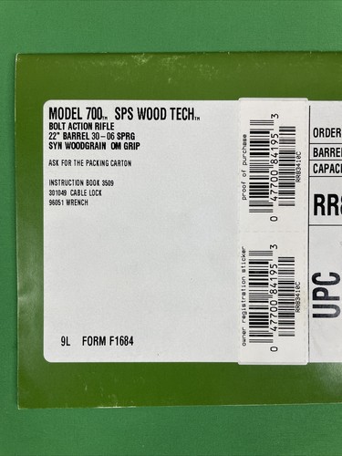 REMINGTON Bolt Action Rifle Model 700 SPS Wood Tech 22" Barrel OWNERS MANUAL - Picture 3 of 9