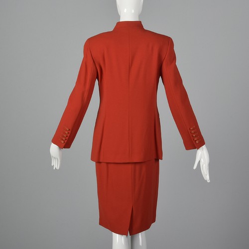 M 1980s Louis Feraud Red Skirt Suit Wool Crepe Separates Matching Set Fall 80s - Picture 2 of 12