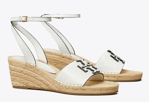 NIB TORY BURCH $248 WHITE GARDENIA INES LEATHER ESPADRILLE SANDAL SHOE/Sz 6