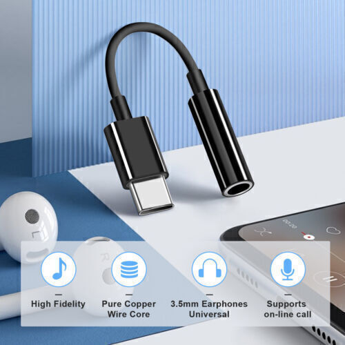 2 Pack USB C Type C To 3.5mm Audio Aux Headphone Jack Cable Adapter Fits Android - Picture 10 of 37