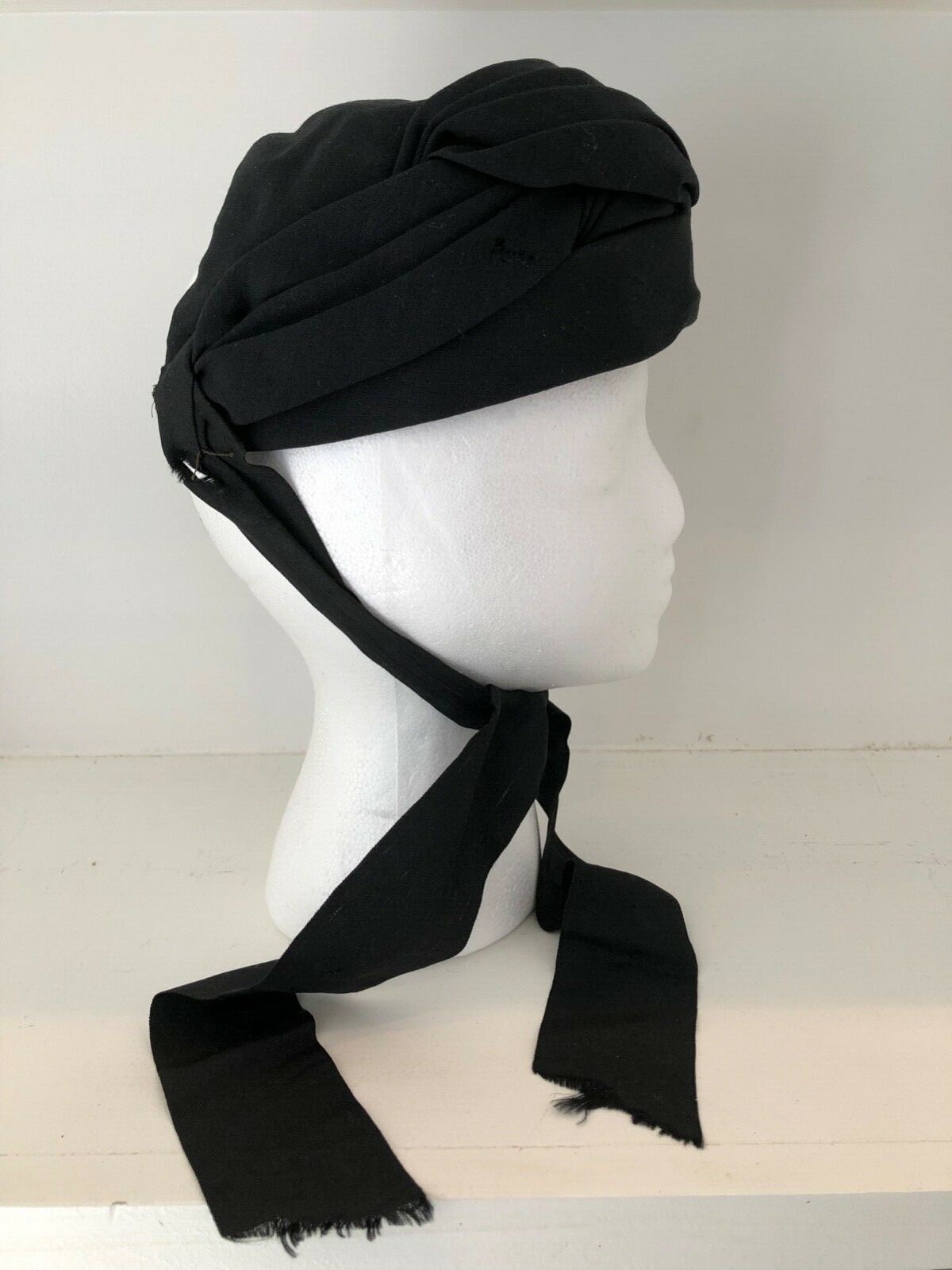 Antique Victorian Black Mourning Bonnet Hat - image 2