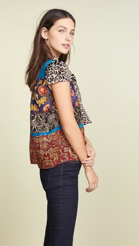 Alice + Olivia Jeannie Tie Neck Blouse Top Size S NWOT - Picture 4 of 11