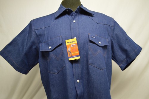 NEW Wrangler Cowboy Cut Western Work Shirt Classic Fit Pearl Snap Denim Large - Picture 4 of 11