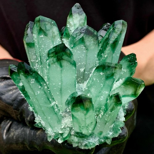 400-500g Natural Beatiful Green Tibetan Quartz Crystal Cluster Specimen Healing - Picture 12 of 12