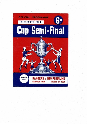 1964 Rangers v Dunfermline Scottish Cup Semi Final Football Programme
