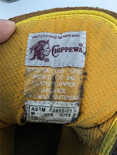STIVALI CHIPPEWA CHIP-A-TEX IMPERMEABILI PUNTA ACCIAIO PELLE MARRONE, UK7 US8M EU41 K528 - Foto 12 di 12