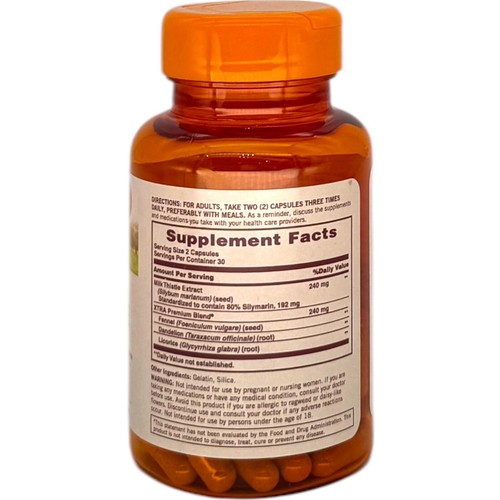Sundown Naturals Standardized Milk Thistle Healthy Liver 60 Capsules 240mg 5/25 - Picture 3 of 3