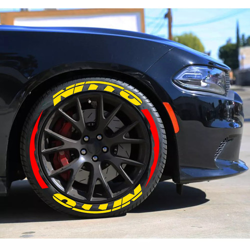 Permanent Tire Lettering Sticker NITTO 1.06" 14"-22" Rim Decals Yellow 8 Sets - Picture 5 of 6