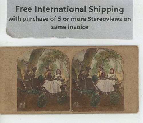 Morning Drive London Stereoscopic Victorian Genre Stereoview c1860 - Bild 2 von 3