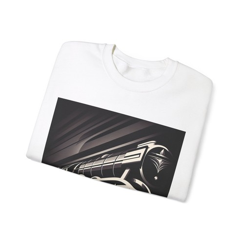 Adult Crewneck Sweatshirt Vintage Steam Locomotive Illustration Art Deco Train - Picture 14 of 21