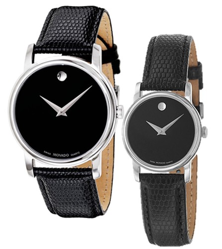 Movado Museum Black Dial Steel Black Leather Mens & Womens Watch 2100002 2100004 - Bild 1 von 7