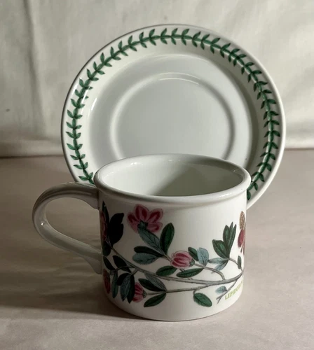 Portmeirion Botanic Garden Rhododendron 2 1/2" Drum Cups And Saucers