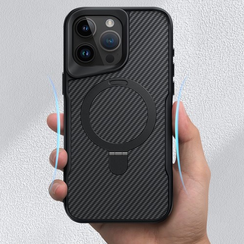 Funda con soporte de anillo magnético con patrón de fibra de carbono para iPhone 16 Pro Max 15 14 13 12 - Imagen 5 de 7