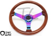 Nrg Steering Wheel 350mm 3 Deep Wood Grain Neo Chrome Spokes St-036br-mc