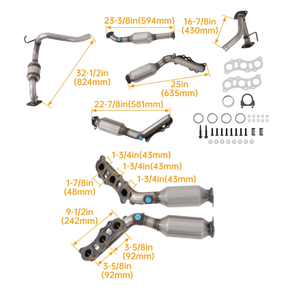 Convertidores catalíticos 4x4 para Toyota 4Runner Tacoma FJ Cruiser 2003-2011 V6 Foto 4 de 4