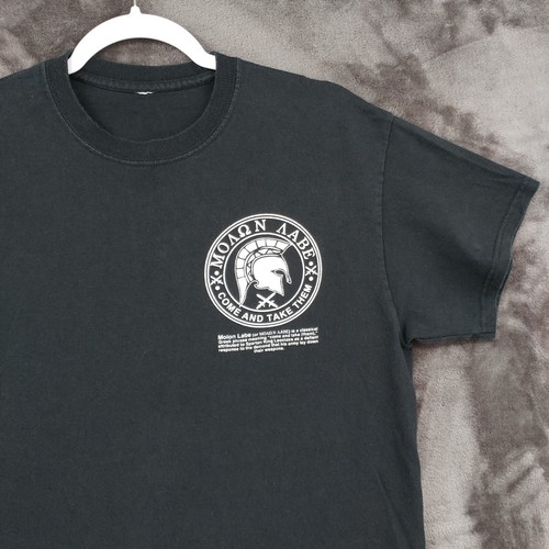 Molon Labe Black Cotton Crewneck Definition Come and Take It Medium T Shirt - Picture 3 of 10