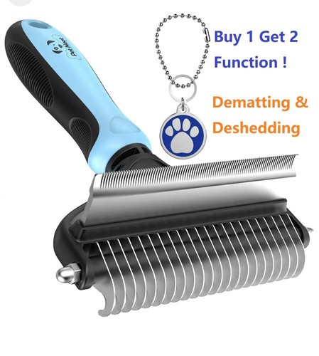 2side Dog Brush for Shedding Dematting Pet Grooming Cat Hair Undercoat Rake Comb - Picture 1 of 7