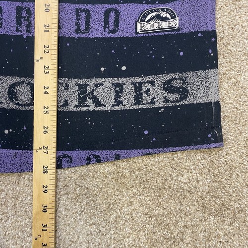 Vintage Colorado Rockies Shirt Herren MEDIUM lila gestreift einzelner Stich 1992 MLB - Bild 5 von 10