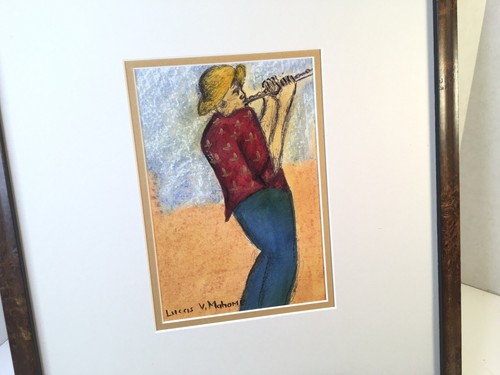 Signed Original Lucas V Mahome Art Work - Watercolor Pastels 17”x15” - Picture 4 of 6