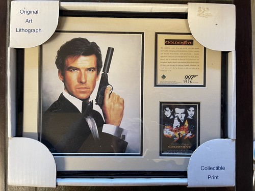 James Bond Goldeneye Pierce Brosnan Framed Original Art Lithograph 1996/15,000 - Afbeelding 1 van 4