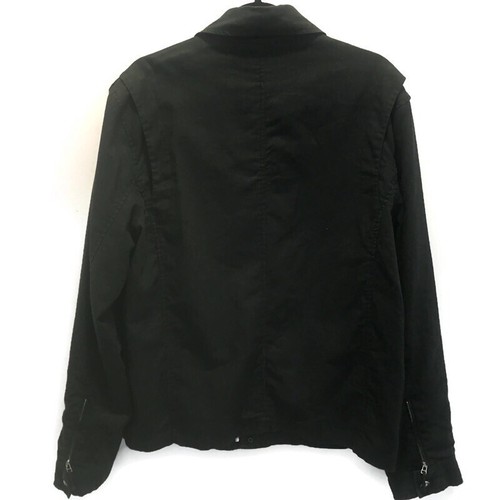 Barkers Mens Jacket Coat Linen Blend Zip Buttons Pockets Shoulder Tab Black Sz M - Picture 5 of 12