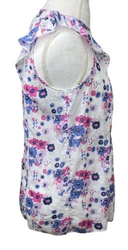 GAP FLORAL FLUTTER SLEEVE SHIRT Blouse Women White Pink Purple Pleated MEDIUM M - Picture 3 of 7