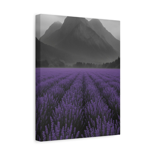 Lavender Field & Misty Mountains – Canvas Wall Art | Moody Floral Nature Print | - Picture 32 of 53