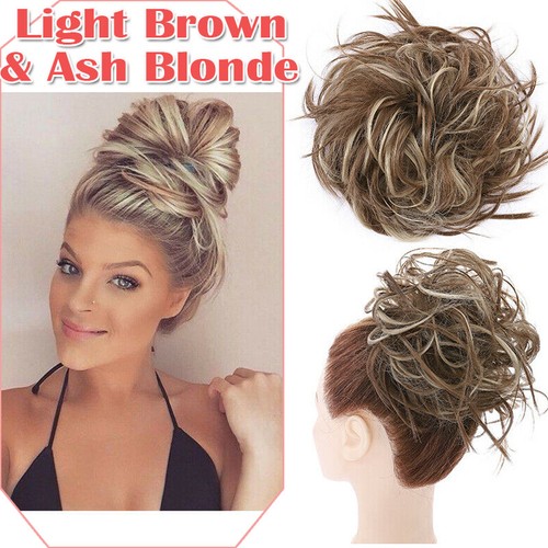 AU Curly Messy Bun Fake Hair Piece Scrunchie Updo Hair Extensions Soft As Human - Picture 24 of 32