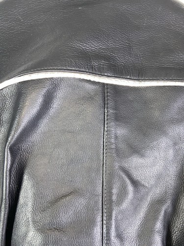 Vintage 90s Black Cafe Racer Motorcycle Jacket with Liner By Unik Large - XLarge - Picture 12 of 17