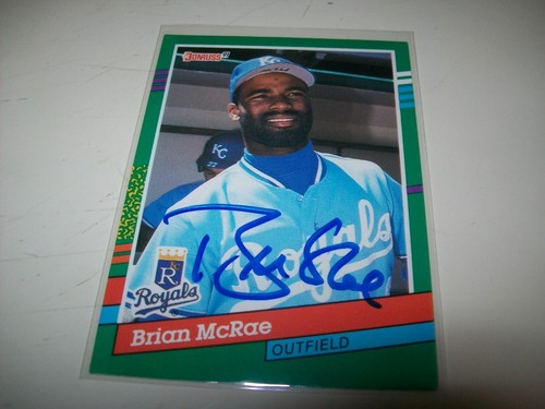 1991 DONRUSS RC BRIAN MCRAE AUTOGRAPH SIGNED AUTO #575 KANSAS CITY ROYALS - Picture 1 of 2