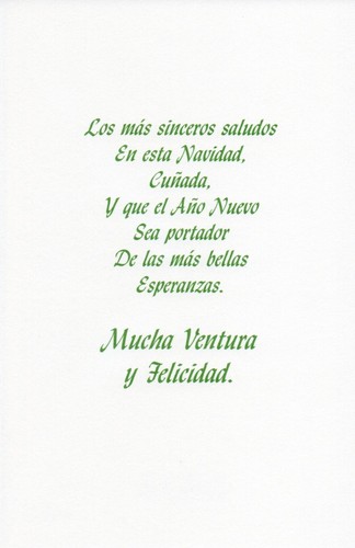 Spanish FELICES PASCUAS Y ANO NUEVO Card PARA CUNADA — Magic Moments + Envelope - Picture 2 of 4