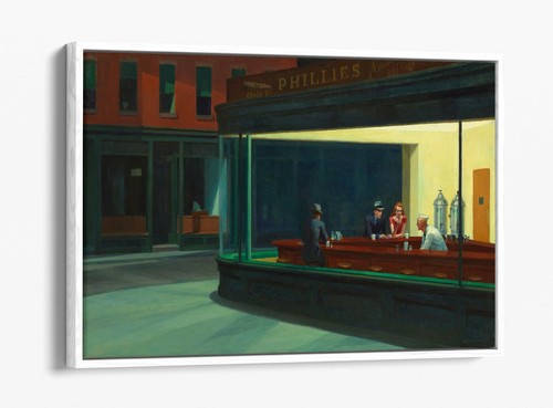 EDWARD HOPPER, NIGHTHAWKS -FLOAT EFFECT CANVAS WALL ART PRINT- FAMOUS PAINTING - Picture 4 of 12