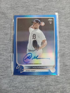 2022 Topps Chrome Rookie Autographs Blue Refractors Matt Manning AUTO RC 61/150