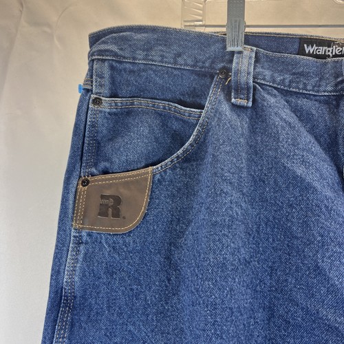 Wrangler Riggs Workwear Dark Wash Blue Straight Leg Denim Jeans Mens Size 40X30 - Picture 5 of 17