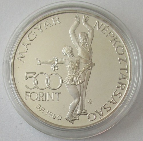 Hungary 500 Forint 1980 Olympics Lake Placid Figure Skating Silver - 第 1/2 張圖片