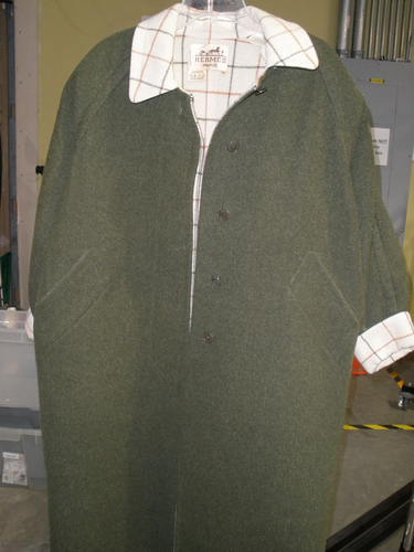 Hermes Green Alpaca Button Front Collared Coat Size 8 Overcoat France - Picture 3 of 10