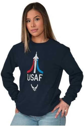 US Air Force Wings Logo USAF Fight Jet Pilot Long Sleeve Tshirt for Men or Women - Foto 5 di 8