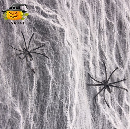 6 Bags Halloween decoration Spider Web Indoor Outdoor + FREE Fake Spooky Spiders - Picture 4 of 14