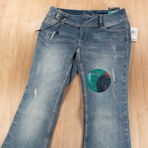 nwt ARIYA low rise flare leg embroidered stretch denim jeans sz 13 / 14 vtg y2k - Picture 3 of 7