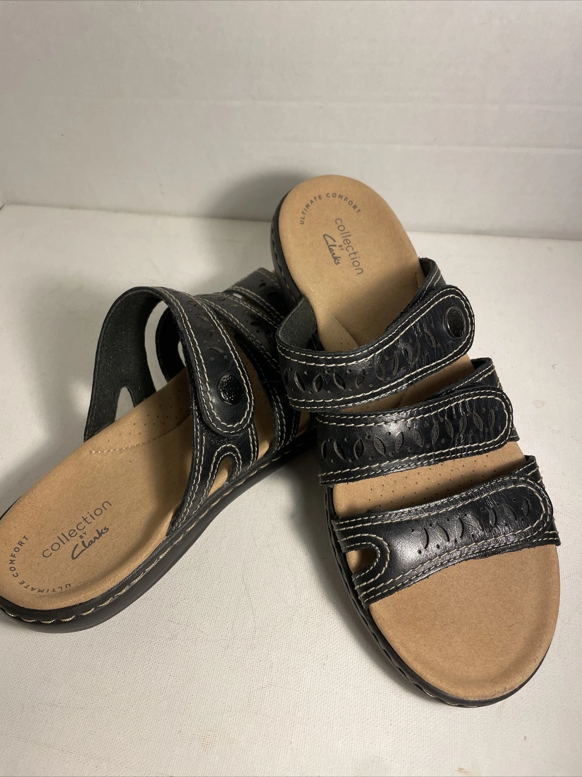 Sandali Clarks Collection Laurieann con cinturino in pelle neri taglia 7