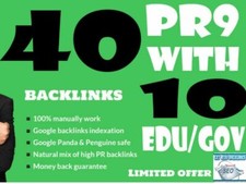 40 PR9 Backlinks and 10  . Edu/Gov Backlinks local and national global seo boost