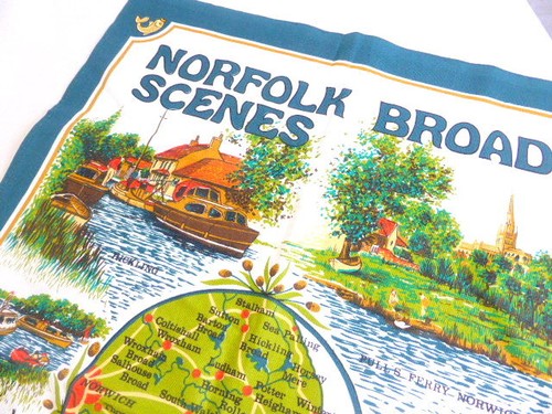 Norfolk Broad Scenes Souvenir All Cotton Dish Towel Horsey Mill Salhouse Broad - Picture 5 of 8