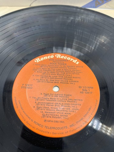 Don Kirshner Presents: Rock Power 1974 LP Ronco Records P 12417 20 Rock Hits - Picture 3 of 8