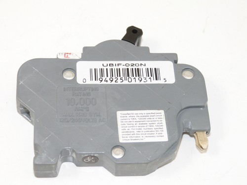 Interruptor de circuito NC020 bloqueo de puñalada UBIF020N 1p 20a 120/240v NUEVO 1 año de garantía - Imagen 2 de 2