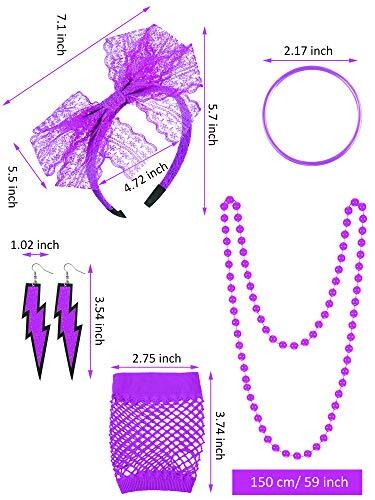Halloween 80s Costume Accessories Set T-Shirt Tutu Headband 3X-Large Purple - Picture 2 of 7