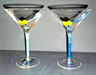 Block Basics Hand Painted Olives Martini Glasses , Set of 2