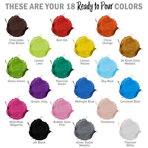18 Color Ready to Pour Acrylic Pouring Paint Set Pre-Mixed High Flow 2oz Bottles - Picture 4 of 5